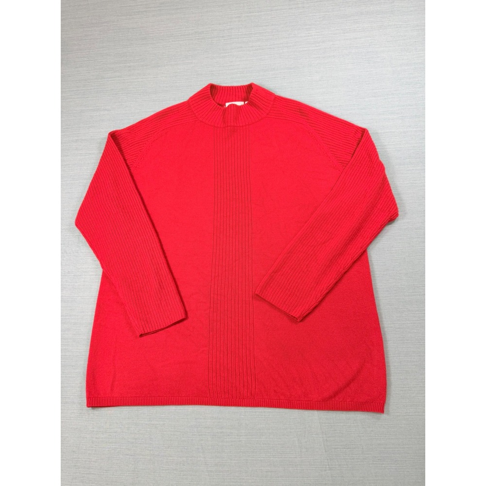 Fashion Bug Red Mock Neck Ribbed Knit Sweater Womens 18/20W Soft Acrylic Top